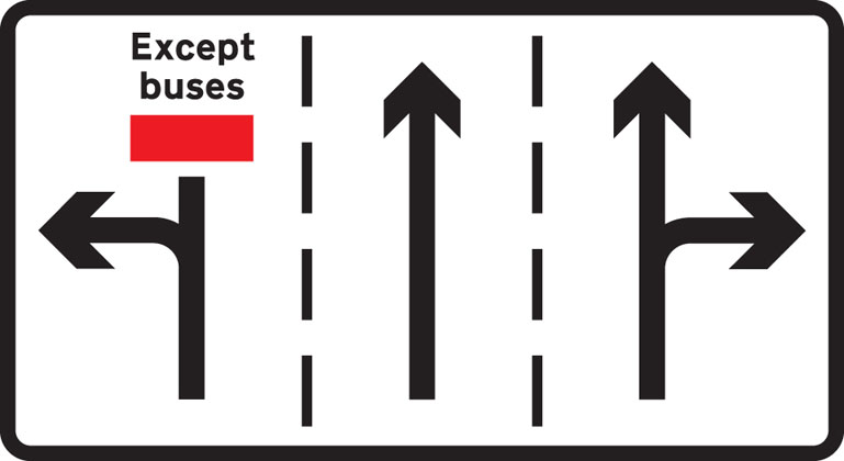 Traffic Sign - Appropriate traffic lanes at junction ahead