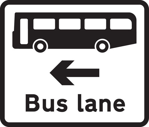 Traffic Sign - Bus lane on road at junction ahead