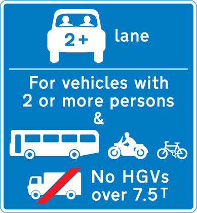 Traffic Sign - Vehicles permitted to use an HOV lane ahead