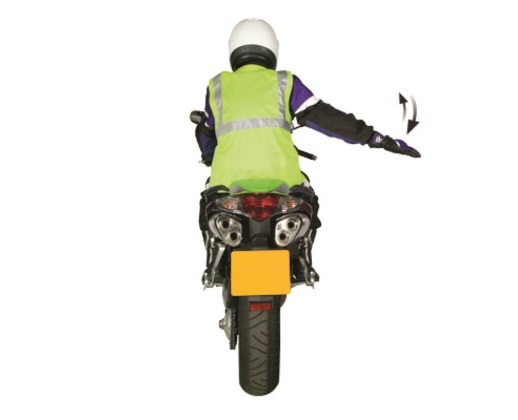 Motorcycle Rider Arm Signal - Intention to slow down or stop