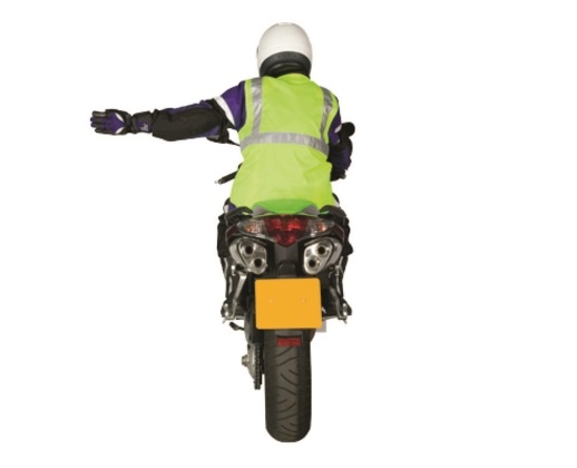 Motorcycle Rider Arm Signal - Intention to turn left or move in to the left