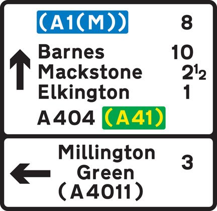 Traffic Sign - non-primary route direction sign