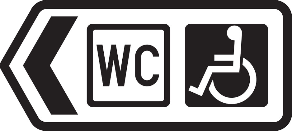 Traffic Sign - Direction to toilets with access for the disabled