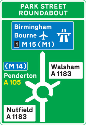 Traffic Sign - Primary route direction sign (with motorway directions)