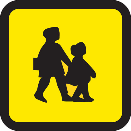 School bus sign (displayed in front and rear window of bus or coach)