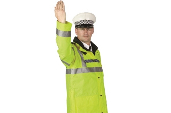 Police Office Hand Signal - Beckoning traffic from the side on