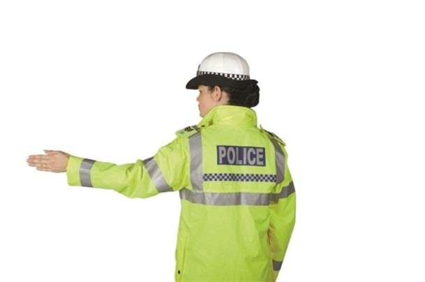 Police Office Hand Signal - Stop traffic approaching from behind