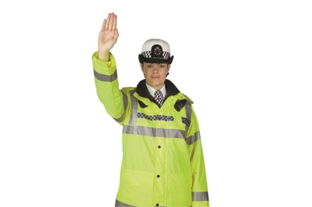Police Office Hand Signal - Stop traffic approaching from the front