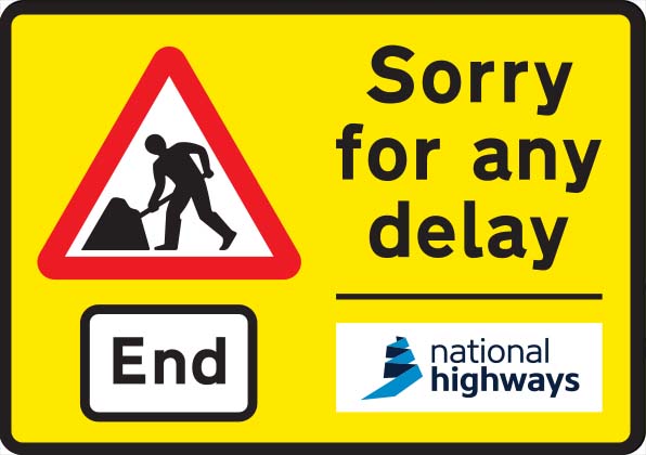 Traffic Sign - End of road works and any temporary restrictions