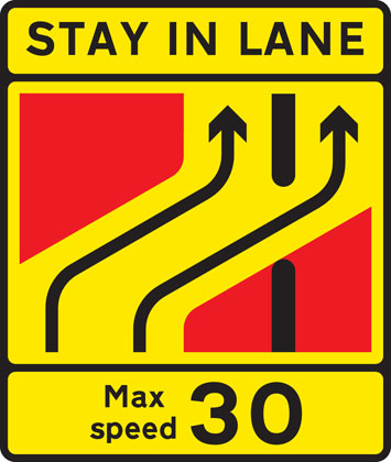 Traffic Sign - One lane crossover at contraflow road works