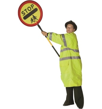 School Crossing Patrol Signal - Ready to cross pedestrians, vehicles must be prepared to stop