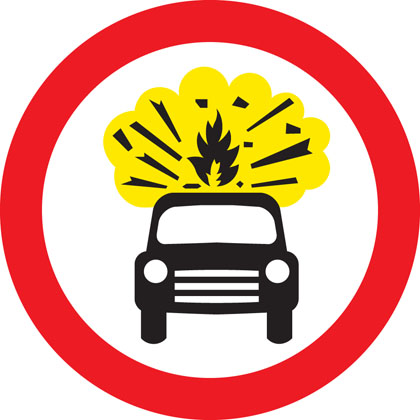 Traffic Sign - No vehicles carrying explosives