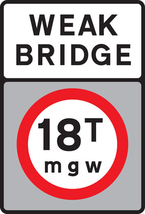 Traffic Sign - No vehicles over maximum gross weight shown (in tonnes)