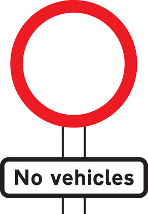 Traffic Sign - No vehicles except bicycles being pushed