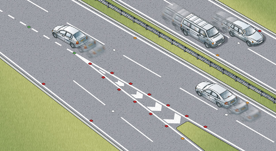 Rule 132: Reflective road studs mark the lanes and edges of the carriageway