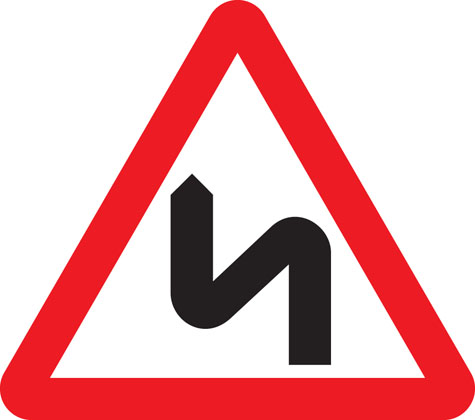 Traffic Sign - Double bend first to left