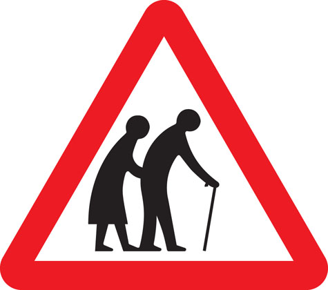 Traffic Sign - Frail pedestrians likely to cross road ahead