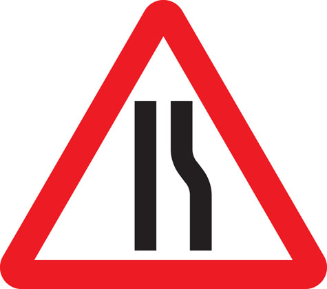 Traffic Sign - Road narrows on right