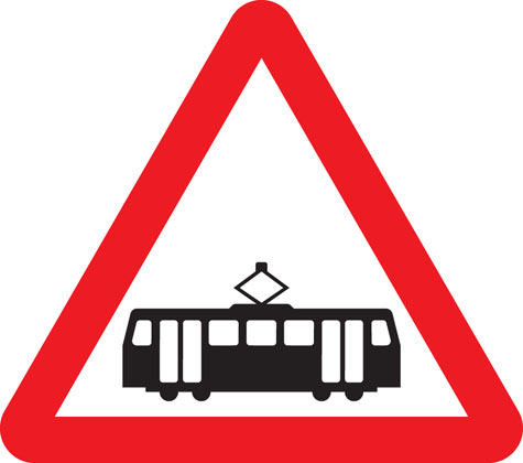 Traffic Sign - Trams crossing ahead