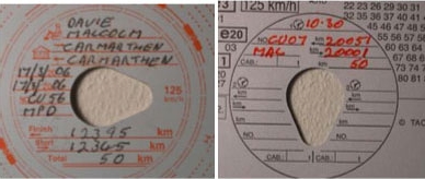 Tachograph showing end of duty where a change of vehicles has occurred