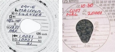 Tachographs showing change of vehicles during duty