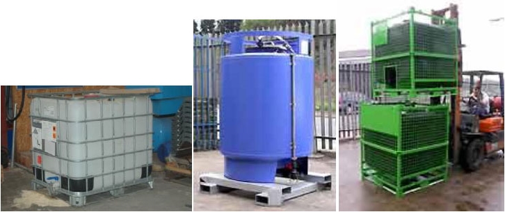 Typical IBCs fitted with pallet-like base