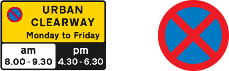 Urban clearway sign  |  Clearway sign