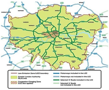 Map of Low Emission Zone (LEZ)