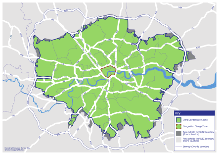 Map of Ultra Low Emission Zone (ULEZ)